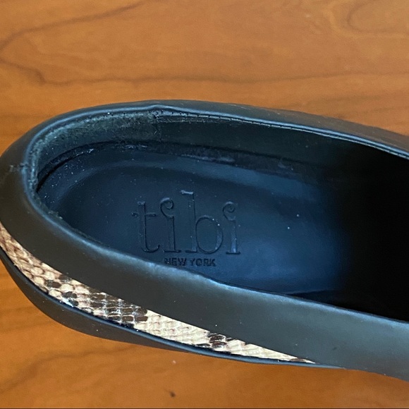 Tibi black leather stilettos with beige snakeskin look accents - Picture 9 of 14